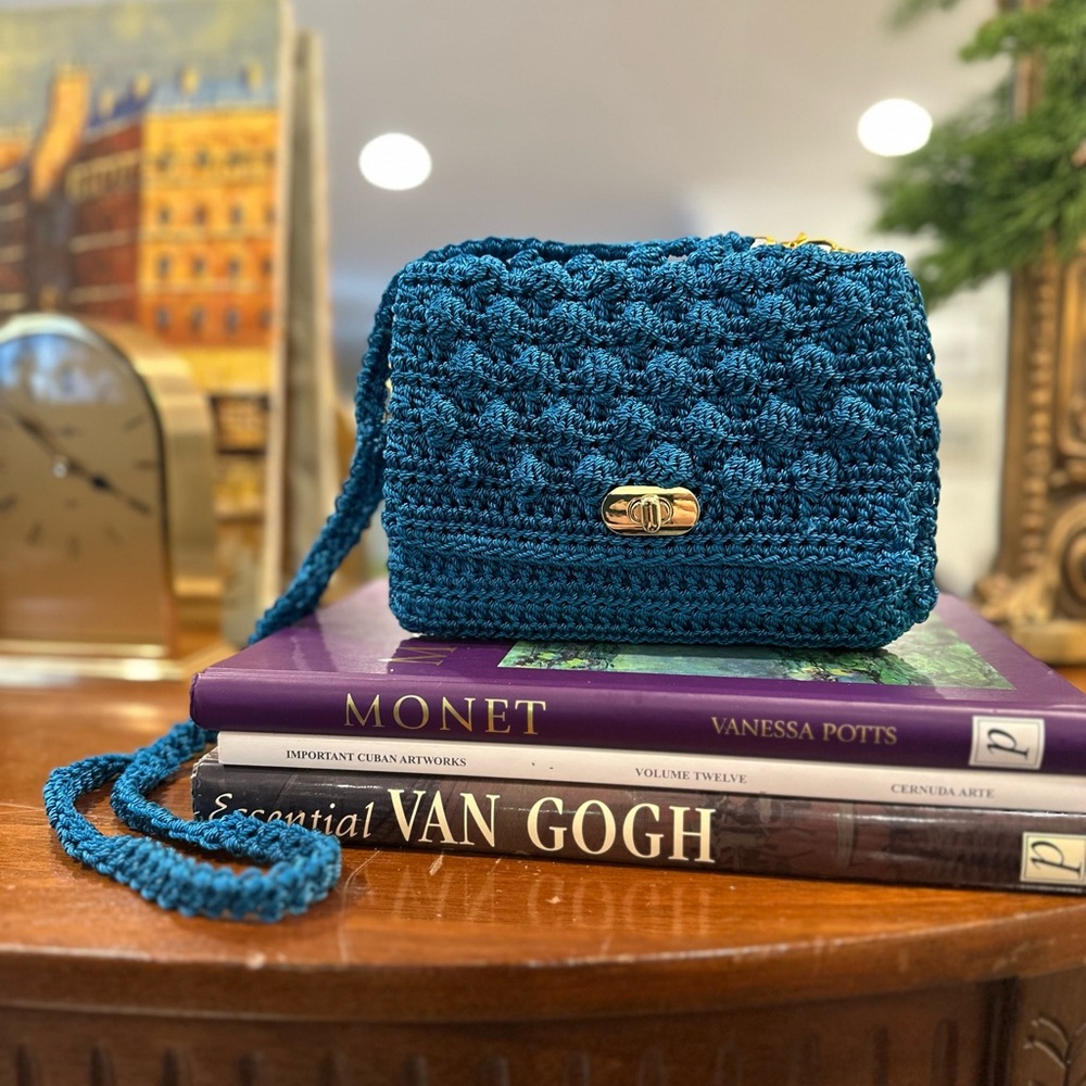 Elegant Teal Hand Crochet Women's Bag